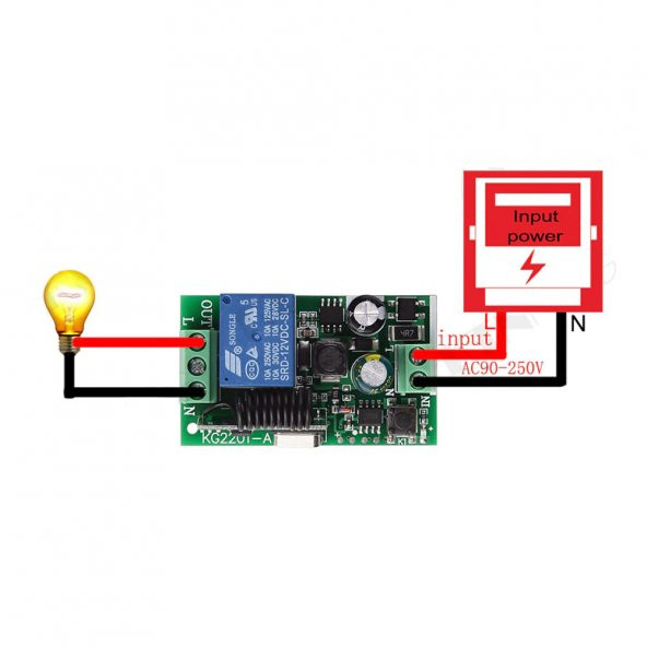 433Mhz RF 1 Kanal Röle Modül AC 220V Kablosuz Pompa Fan Lamba Perde - Resim 7