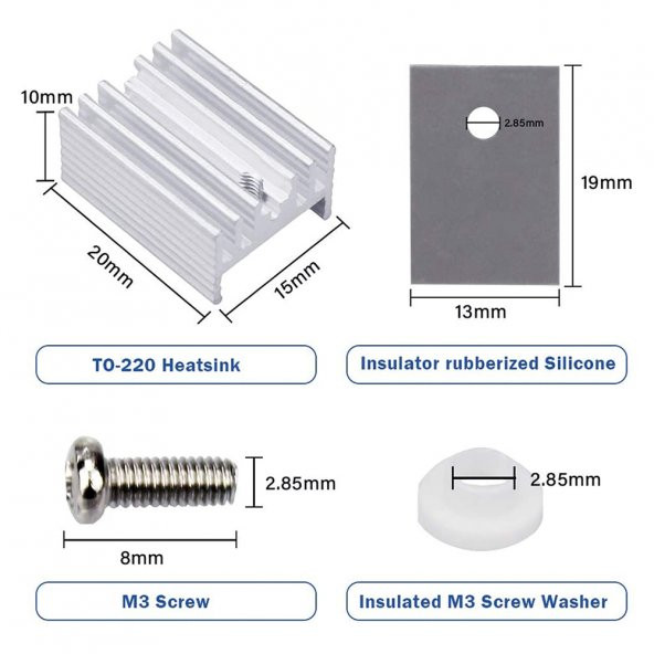TO220 Aluminyum Soğutucu Set Radyatör Entegre Transistör Mosfet - 5