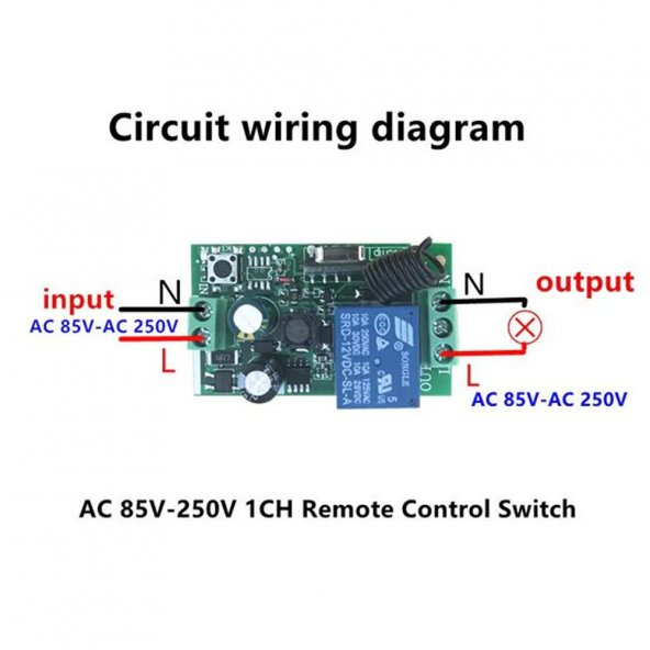 433Mhz RF 1 Kanal Röle Modül AC 220V Kablosuz Pompa Fan Lamba Perde - Resim 8