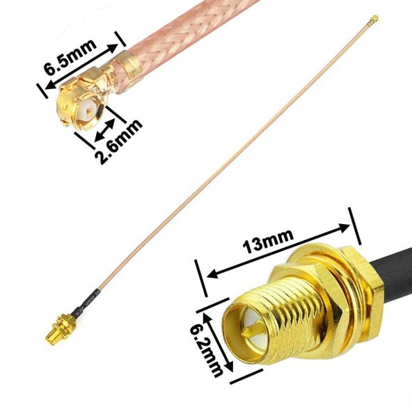 30Cm Rp Sma Dişi Ipex Mhf1 Rf Bağlantı Kablosu 0-6Ghz Altın Kaplama - 7