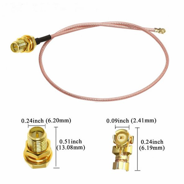 30Cm Rp Sma Dişi Ipex Mhf1 Rf Bağlantı Kablosu 0-6Ghz Altın Kaplama - 8