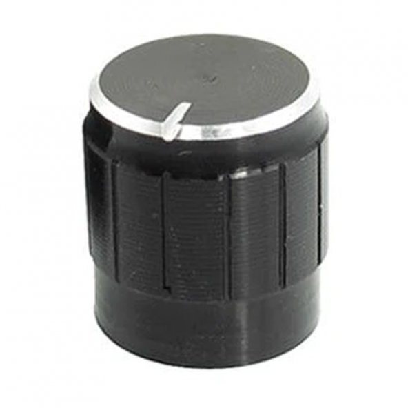 Alüminyum Pot Başlığı 6Mm Tırtıklı Mil 6Mm Siyah Metal Potansiyometre