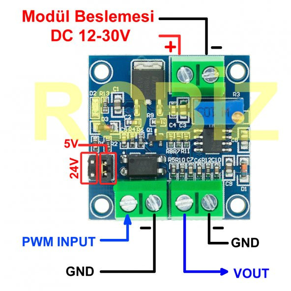 Pwm To Voltaj Çevirici Modül Dijital 0-100 Pwm Sinyal 0-10V Analog - 8