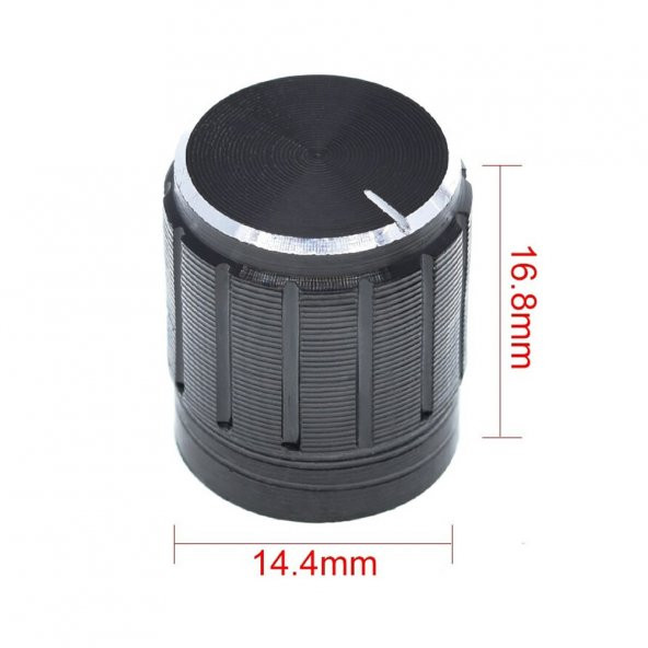 Alüminyum Pot Başlığı 6Mm Tırtıklı Mil 6Mm Siyah Metal Potansiyometre - 4