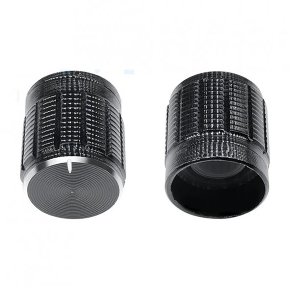 Alüminyum Pot Başlığı 6Mm Tırtıklı Mil 6Mm Siyah Metal Potansiyometre - 5