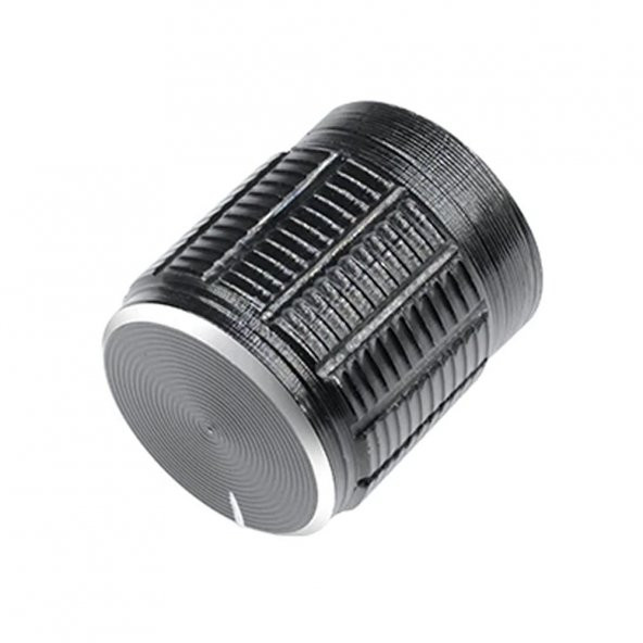 Alüminyum Pot Başlığı 6Mm Tırtıklı Mil 6Mm Siyah Metal Potansiyometre - 6