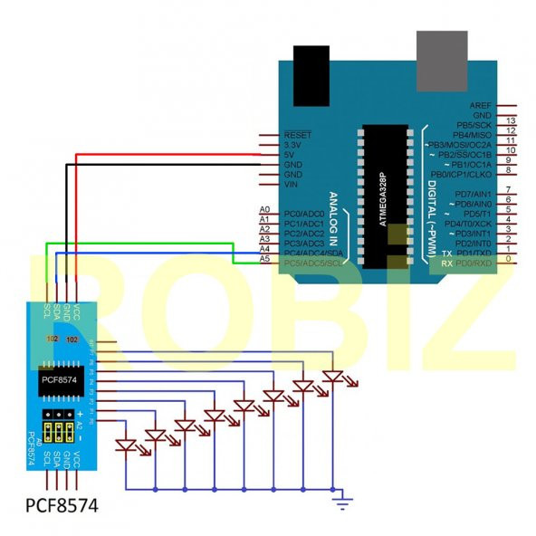 PCF8574 I2C Io Genişleme Kartı 8 Adet Giriş Çıkış Pin Çoklama 546799281 - Resim 5