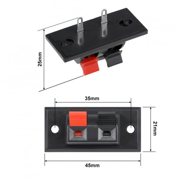 2 Li Hoparlör Terminal Soketi Panel Montaj Tip Yaylı Speaker Ses - Resim 4