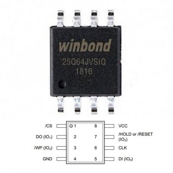 Winbond W25Q64JVSIQ 64M-Bit Seri Flash 3.3V SPI Hafıza Entegresi - Resim 4