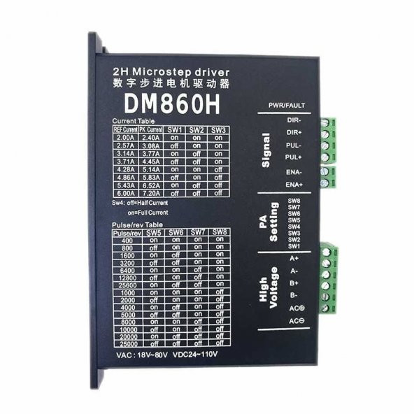 DM860H 2 Faz DC 110V 7,2A Step Motor Sürücü Fanlı Nema 23