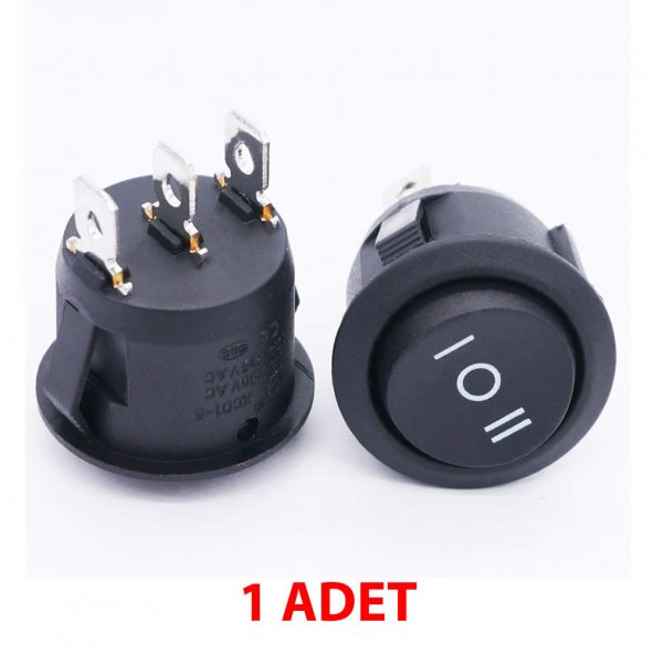 Yuvarlak 3 Pin Anahtar Rocker Switch Mini Buton Siyah 3 Durumlu - 6