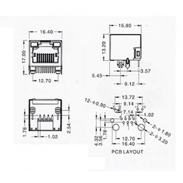 8P8C Metal RJ45 Soket Led Göstergeli Ethernet Bağlantı Soketi - 8