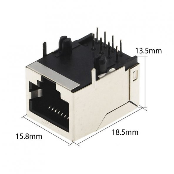 8P8C Metal RJ45 Soket Ethernet Bağlantı Soketi 8 Pin Pcb Montaj - Resim 7