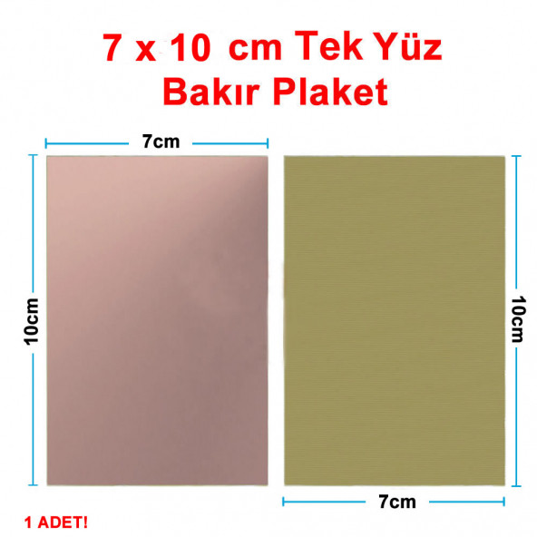 7x10cm Tek Yüz Bakır Plaket Pcb Elektronik Baskı Devre Prototip Test Deney Deneme Kartı FR4 Levha