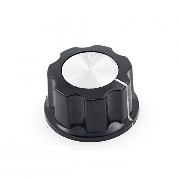 Plastik Pot Başlığı 16mm Siyah Gümüş Rotary Enkoder Ses Kontrol