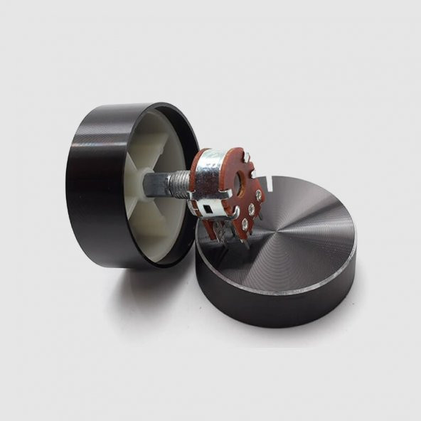 Alüminyum Pot Başlığı 30mm 6mm Tırtıklı Mil Siyah Metal Rotary Enkoder Potansiyometre Ses Kontrol - Resim 6