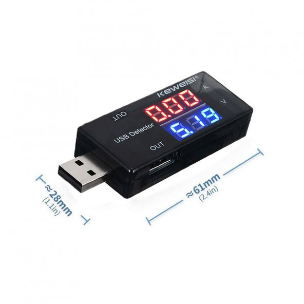 Çift Usb Çıkışlı Voltmetre Ampermetre Akım Voltaj İzleyici Şarj KWS-10VA - 6