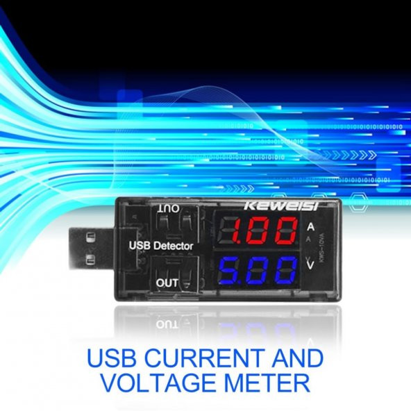 Çift Usb Çıkışlı Voltmetre Ampermetre Akım Voltaj İzleyici Şarj KWS-10VA - 7