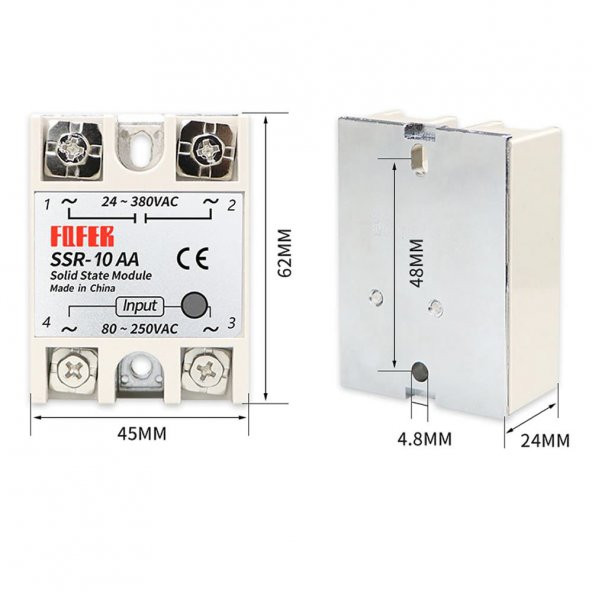 SSR-10AA SSR Röle SSR Tek Fazlı Solid State Röle 80-250V AC 10A - Resim 5