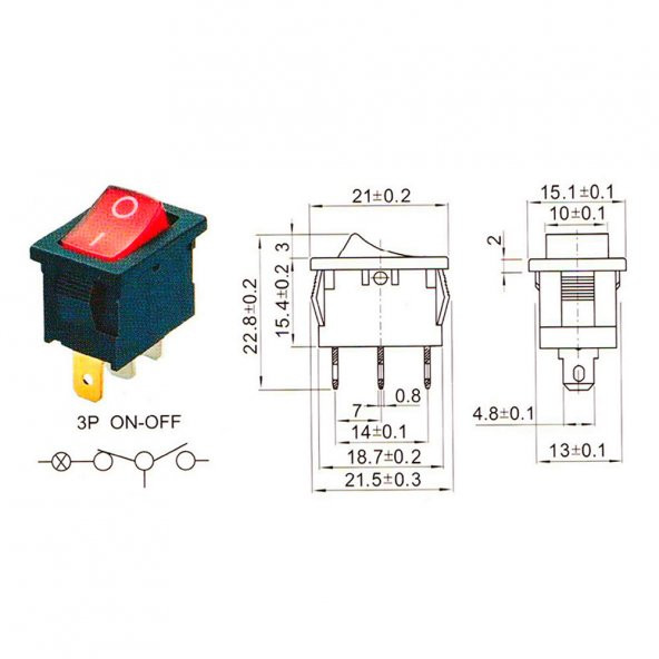 3 Pin Anahtar Ledli Kcd1 Rocker Switch Mini Buton ON / OFF 10A - Resim 8
