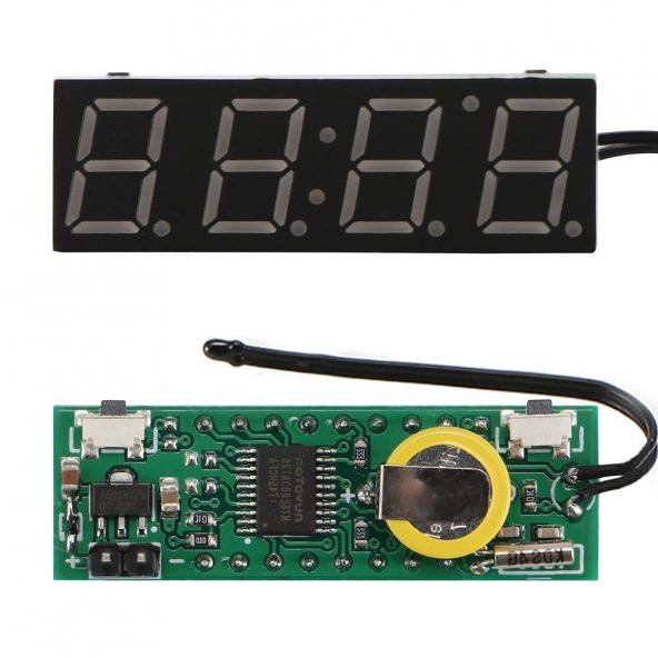 3 Fonksiyonlu Termometre Saat Voltmetre Gösterge Modül Dijital Ekran Display Kırmızı 4 Hane 7 Segmet - Resim 5