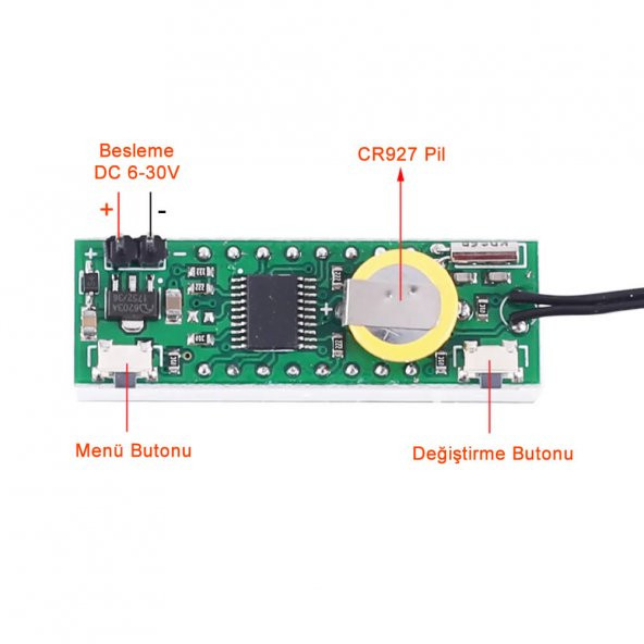 3 Fonksiyonlu Termometre Saat Voltmetre Gösterge Modül Dijital Ekran Display Kırmızı 4 Hane 7 Segmet - Resim 8