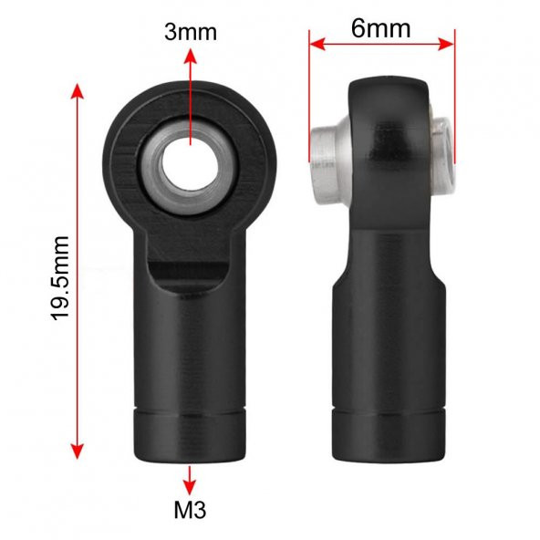 Metal M3 Bağlantı Parçası Alüminyum Top Kafa Eklenti Çubuğu RC Araba Robot - Resim 7