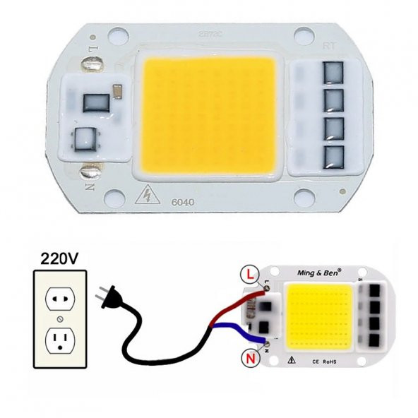 220V 50W Power Led Gün Işığı Warm White Projektör Cob Led Driver