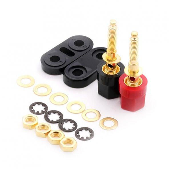 Banana Soket Terminal Çifti Kırmızı Siyah Hexagon Konnektör - Resim 3