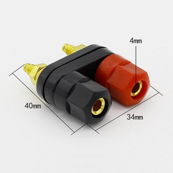 Banana Soket Terminal Çifti Kırmızı Siyah Hexagon Konnektör - Resim 4