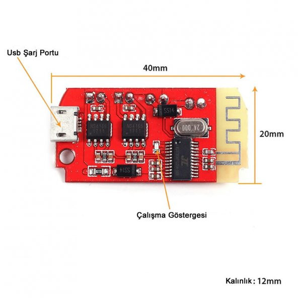 CT14 Bluetooth 4.2 Mp3 Modül F class Microusb Besleme Şarj Stereo - 7