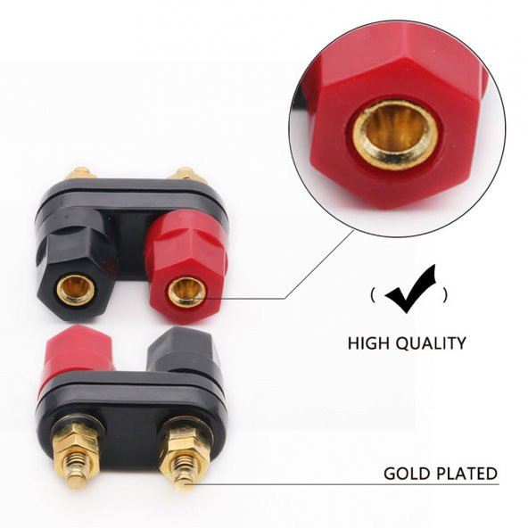 Banana Soket Terminal Çifti Kırmızı Siyah Hexagon Konnektör - Resim 6