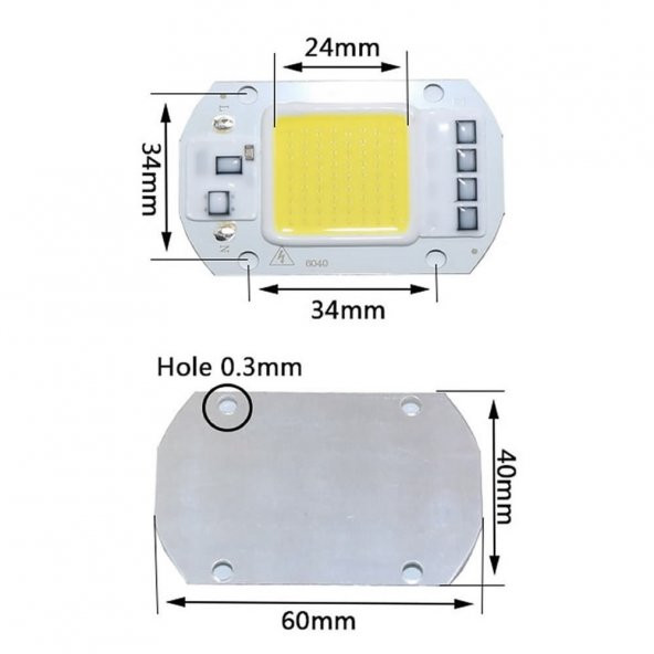 220V 50W Power Led Gün Işığı Warm White Projektör Cob Led Driver - 8
