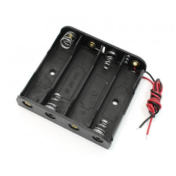 4lü 1,5V AA Kalem Pil Kutusu Yuvası 4x1,5V Kablolu Batarya Pil Tutucu