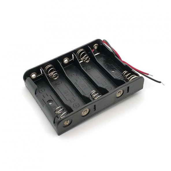 5li 1,5V AA Kalem Pil Kutusu Yuvası 5x1,5V Kablolu Batarya Pil Tutucu - 2