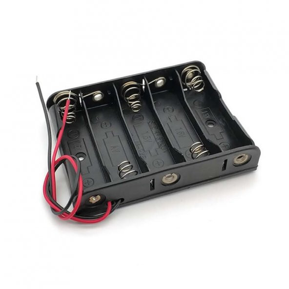 5li 1,5V AA Kalem Pil Kutusu Yuvası 5x1,5V Kablolu Batarya Pil Tutucu - 4