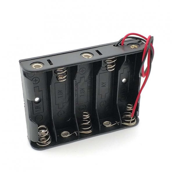 5li 1,5V AA Kalem Pil Kutusu Yuvası 5x1,5V Kablolu Batarya Pil Tutucu - 6