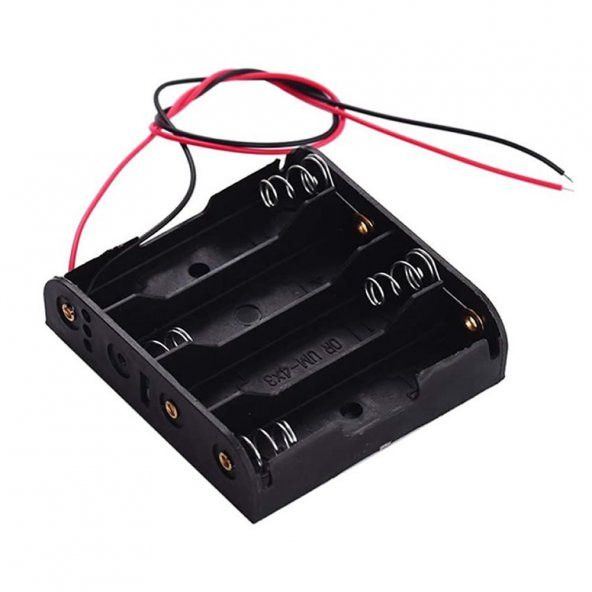 4lü 1,5V AA Kalem Pil Kutusu Yuvası 4x1,5V Kablolu Batarya Pil Tutucu - Resim 6