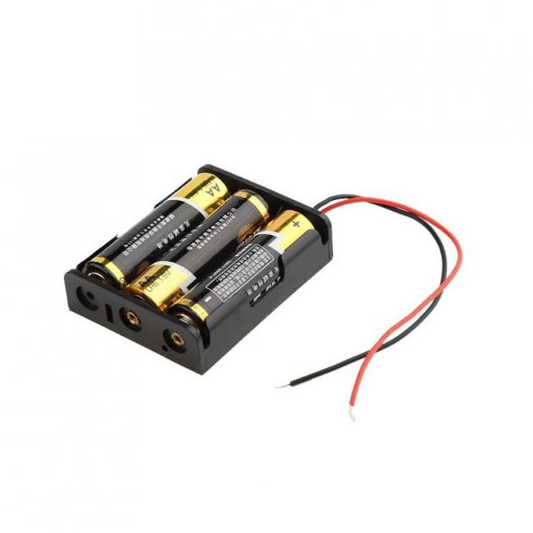 3lü 1,5V AA Kalem Pil Kutusu Yuvası 3x1,5V Kablolu Batarya Pil Tutucu - 6