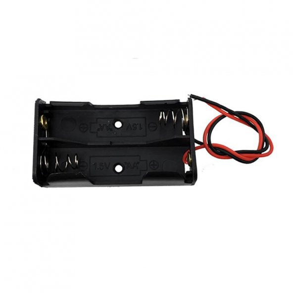 2li 1,5V AA Kalem Pil Kutusu Yuvası 2x1,5V Kablolu Batarya Pil Tutucu - 6