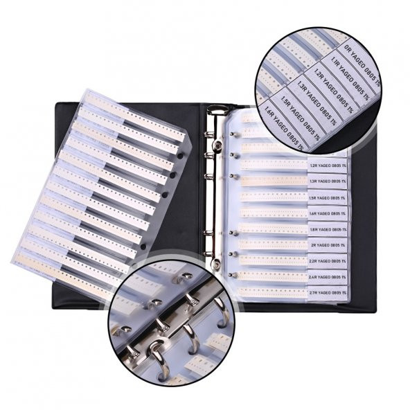 4250 Parça Smd 0805 Direnç Seti Kitabı 1 Sample Book