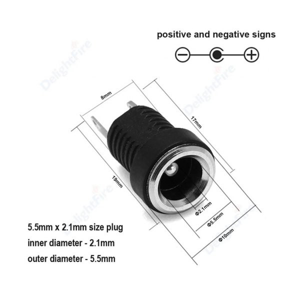 5.5mm x 2.1mm DC Güç Soketi Plastik Panel Montaj Tip Adaptör - 7