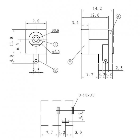 5.5mm x 2.1mm DC Güç Soketi Plastik DC005 Pcb Tip Adaptör - 8