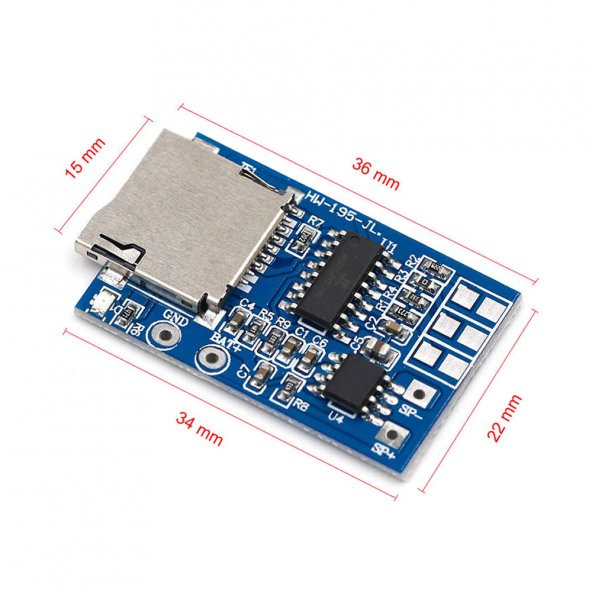 GPD2846A MP3 Ses Çalma Modülü Sd Kart 2watt Amplifier Modül Amfi - Resim 8