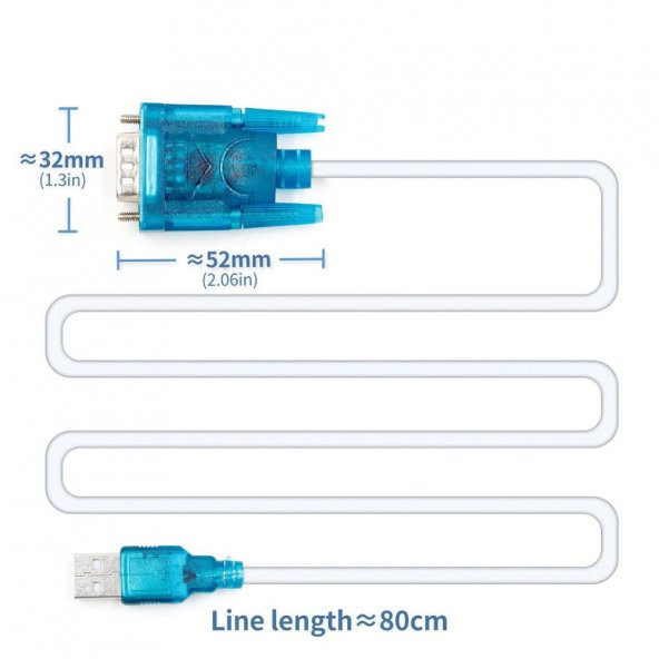 Kablolu Usb to Rs232 Çevirici CH340 Erkek DB91 Mbps Com Port