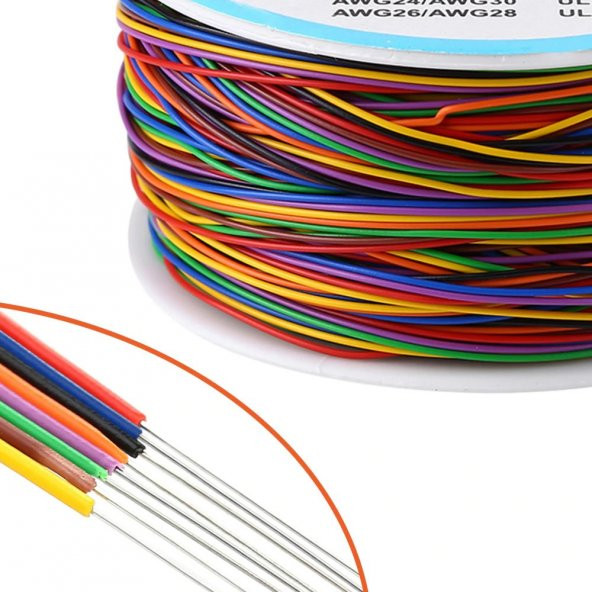280 Metre 8 Renk 0.25mm Tel Kalınlığı 30Awg Makara Atlama Kablosu - 4