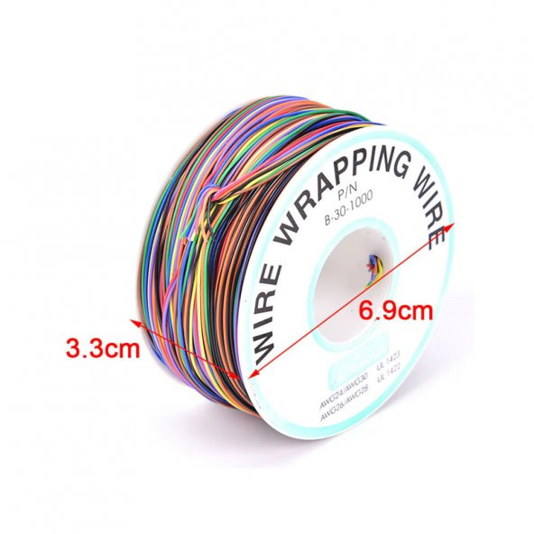 280 Metre 8 Renk 0.25mm Tel Kalınlığı 30Awg Makara Atlama Kablosu - 6