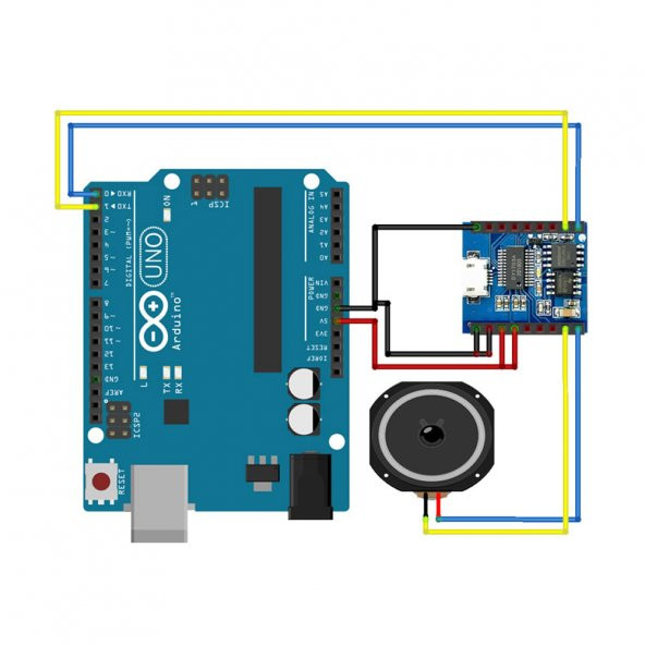 DY-SV17F MP3 Wav Ses Çalma Modülü 4mb, 5W Hoparlör, Microusb UART - 6