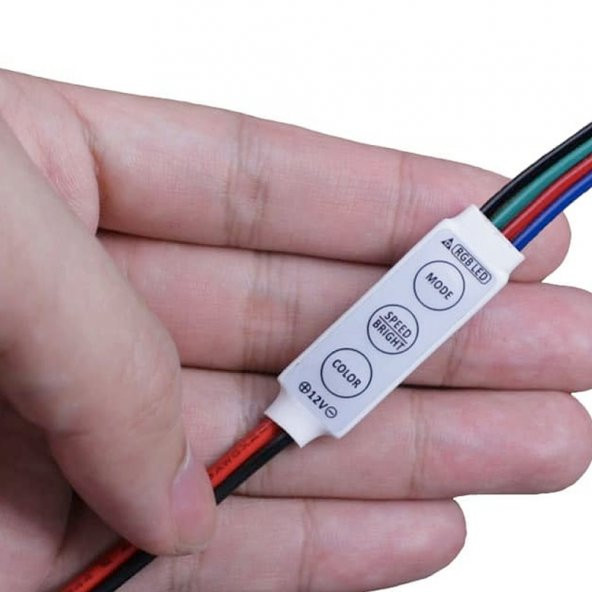 DC 12-24V 3 Tuşlu RGB Şerit Led Dimmer Hafızalı Renk Hız Kontrol - Resim 8