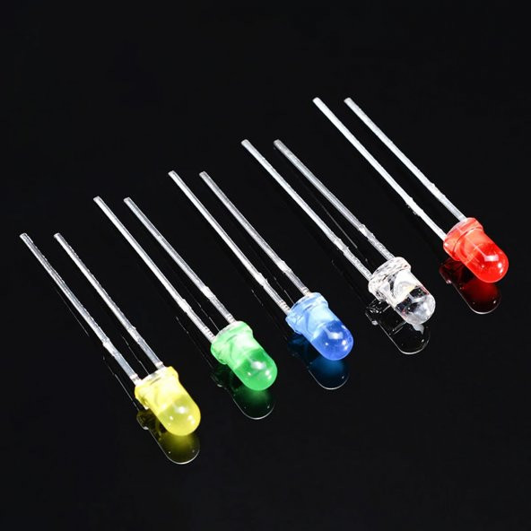 100 Adet 5mm Led Seti 5 Renk Elektronik Işık Kaynağı Lamba Gösterge Uyarı Sinyali - 4